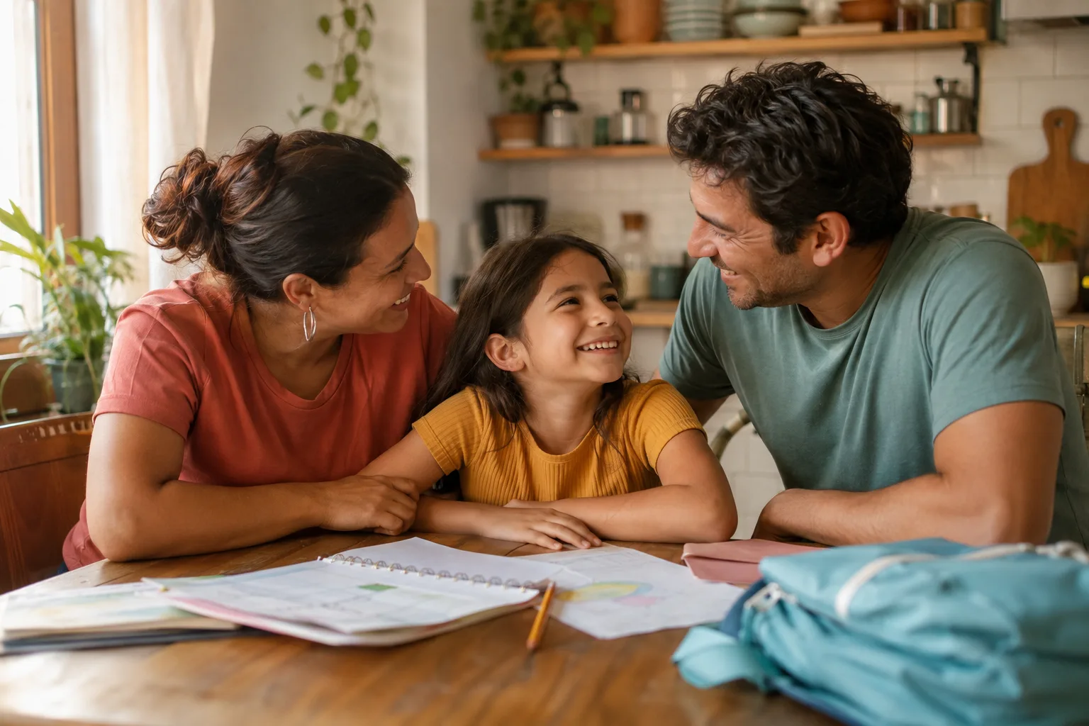Familia compartiendo un momento de alegría en casa